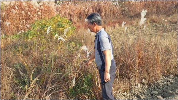 관정파괴된 곳을 제보자가 가리키고 있다.
