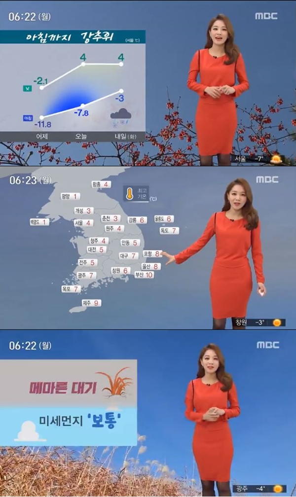 오늘 날씨, 낮엔 영상권 회복 (사진: MBC 뉴스 캡처)