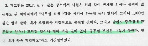 구속된 C아무개의 판결문 범죄사실 일부를 캡쳐했다.