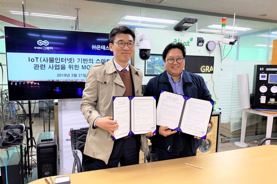 AIOT(AI IoT) 전문기업 '그렉터'(대표 김영신)는 태양광 모듈 및 센서 디바이스 전문기업 '온테스트'(대표 진병진)와 IoT 기술 기반 스마트홈 및 스마트그리드 사업에 협력해 쿠웨이트를 비롯한 중동 스마트시티 시장을 함께 공략하기로 합의하고, 서울시 송파구 소재 그렉터 본사에서 전략제휴 협약(MOU)을 체결
