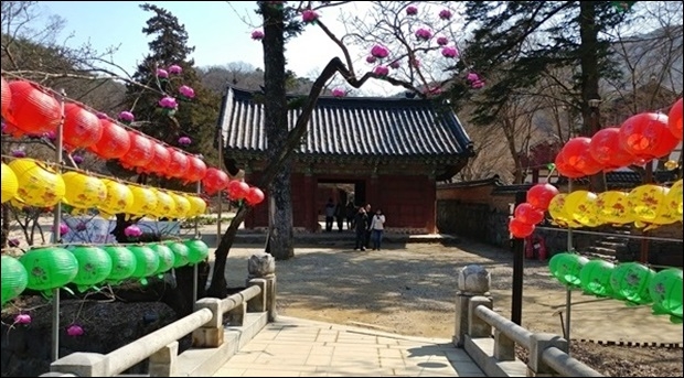 마곡사 대웅전 입구 전경