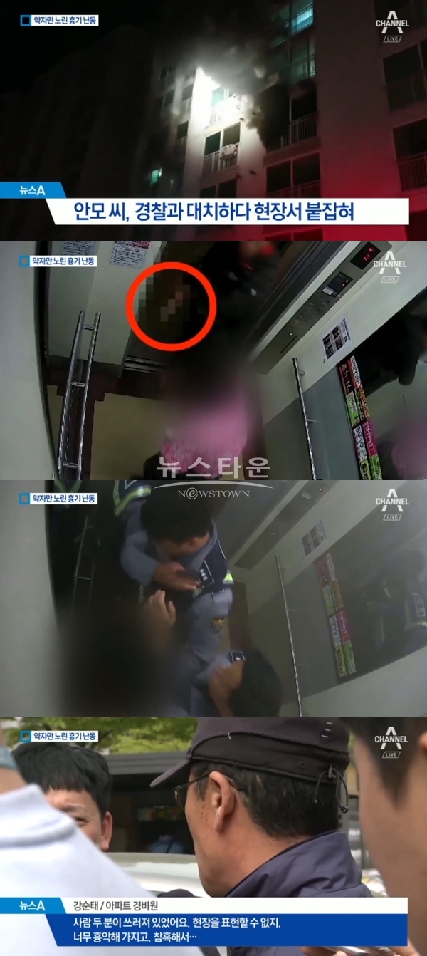 '묻지마 살인' 조현병 환자 승강기 CCTV (사진: 채널A)