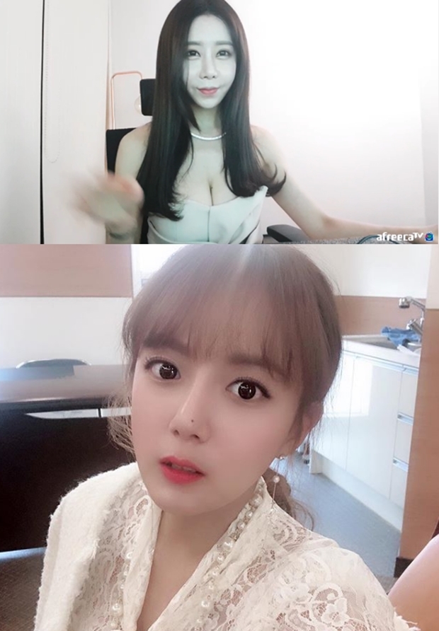 (사진: 하나경 '아프리카TV' 방송 캡쳐, 강은비 SNS)