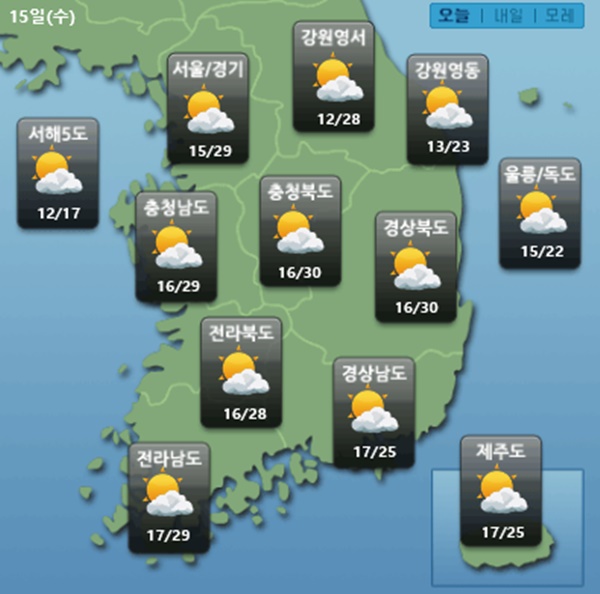 오늘 날씨 초여름 날씨 미세먼지 나쁨 (사진: 케이웨더)