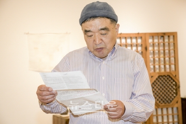진순이 작가의 조각보 ‘순이의 규방이야기, 소소한 그리움’전(김한정 기자)