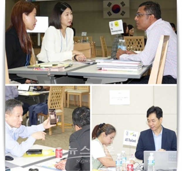 18일 판교 스타트업캠퍼스에서 열린 ‘아세안-코리아 ICT 파트너십 플랫폼 2019’ 비즈니스 상담회에서 아세안 통신사와 국내 스타트업들이 상담을 하고 있다