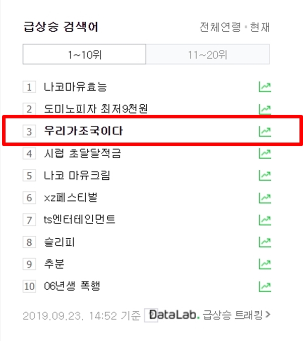 우리가 조국이다 (사진 : 네이버 실시간 검색어)