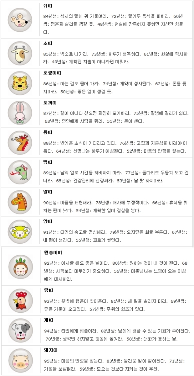 오늘의 운세