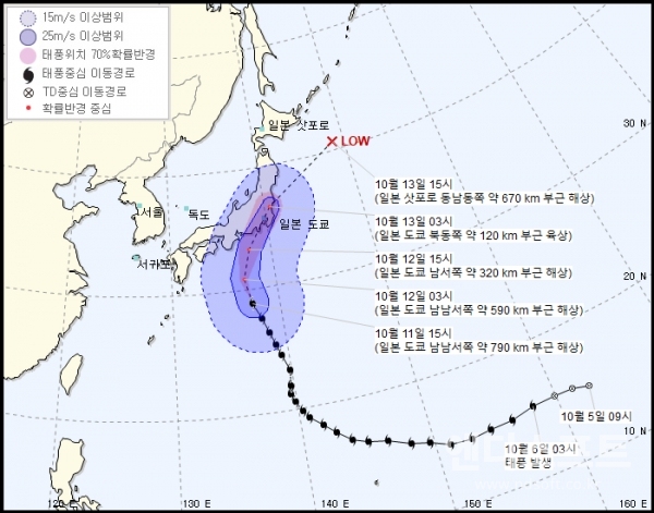 하기비스 경로 (사진 : 기상청)