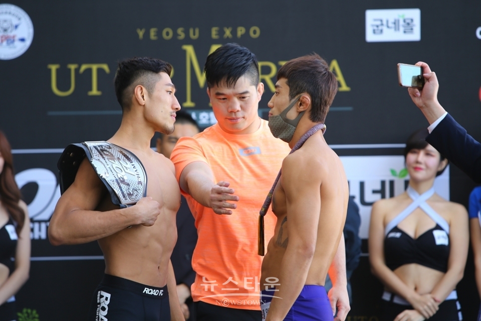 굽네몰 ROAD FC 056 공식 계체량 및 인터뷰, '5경기 김민우 VS 장익환' / 고득용기자 ⓒ뉴스타운