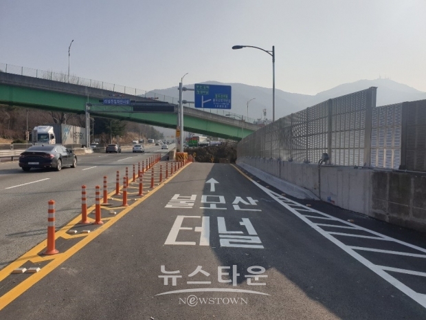 창원 성산구는 창원터널에서 불모산 터널을 잇는 연결도로를 24일부터 임시 개통 하기로 했다(사진-성산구)