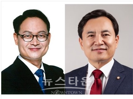 더불어 민주당 허영(왼쪽) 후보와 미래 통합당 김진태 의원(오른쪽)