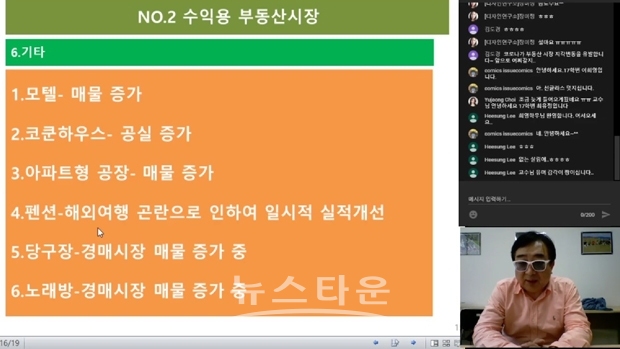 지난 5월 23일  ‘코로나 사태이후의 부동산시장의 변화’라는 주제로 박종철 교수가 90분 동안 특강을 진행했다.