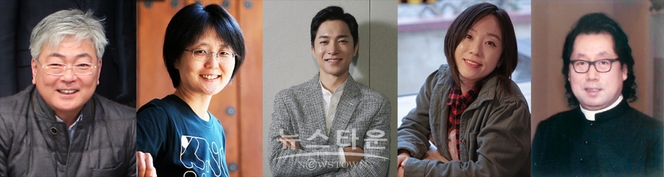 사진] 왼쪽부터 김형준 대표(심사위원장), 이정향 감독, 김영민 배우, 박꽃 기자, 김지영 신부 / 고득용기자 ⓒ뉴스타운