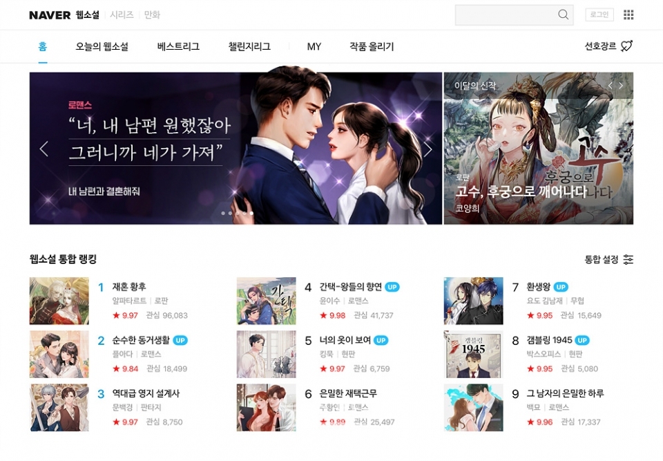 [네이버웹툰_이미지] 네이버웹소설 홈페이지 / 고득용기자 ⓒ뉴스타운