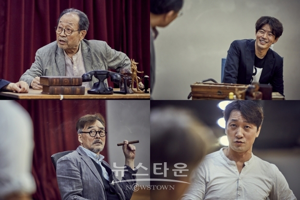 연극 ‘라스트 세션’ 연습사진 (왼쪽 위부터 시계방향) 신구, 이상윤, 이석준, 남명렬 (사진제공=파크컴퍼니) / 고득용기자 ⓒ뉴스타운