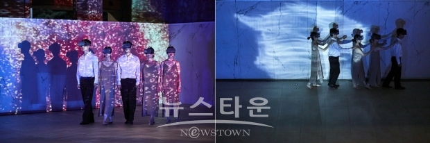 ‘부천아트벙커 B39’에서 촬영을 진행한 바르도(사진 왼편). 바르도 를 공동작업한 이양희 안무가(왼쪽)와 김종민 XR큐레이터 / 고득용기자 [dukyong15@naver.com] ⓒ뉴스타운