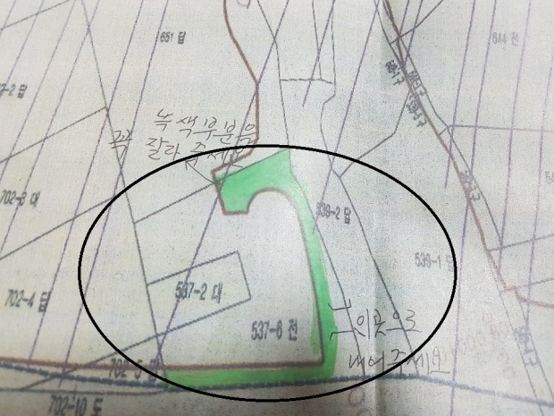 민원인이 차선책으로 최소화를 요구하는 도면