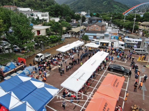 하동 화개장터 복구 현장 모습
