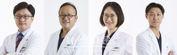 순천향대천안병원이 정부가 지원하는 ‘2021년도 상반기 기초연구사업’에서 4개의 과제가 선정됐다. 사진)좌측부터 정해일, 박재홍, 조인영, 이다운 교수