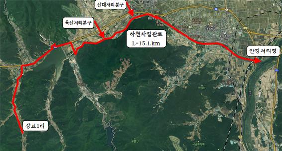 안강하수처리장 전경 및 하수관거 정밀조사 위치도