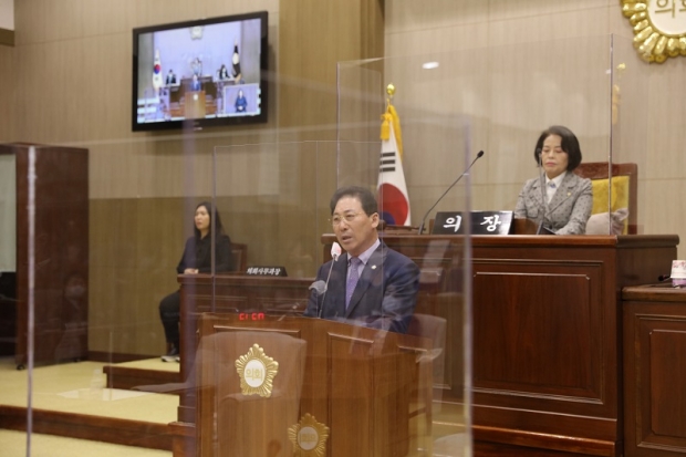강후공 인천 중구의원, 5분 발언 모습