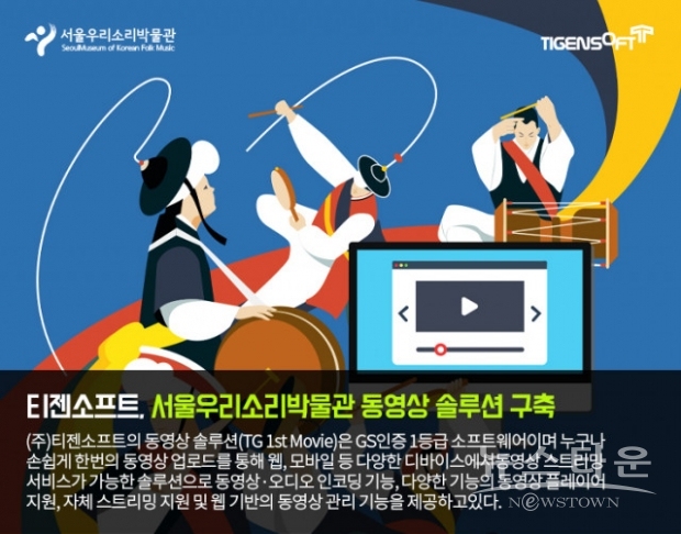 티젠소프트가 서울우리소리박물관 '아카이브시스템 1단계 구축’ 사업에 동영상 등록 변환 및 스트리밍 솔루션(TG 1st Movie)을 구축했다(사진 : 티젠소프트)