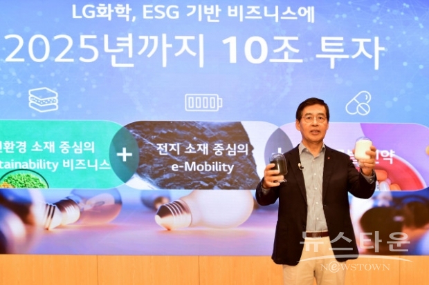 LG화학 신학철 부회장이 온라인 기자간담회에서 3대 신성장 동력 사업 육성 및 투자 계획을 발표하고 있다(사진 : LG화학)