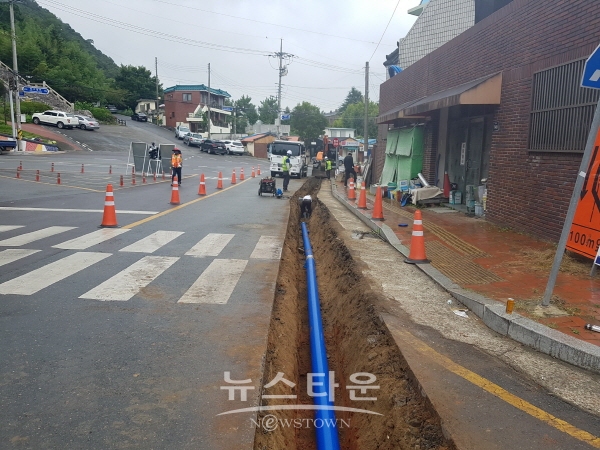 상수도 노후관로 정비공사 모습
