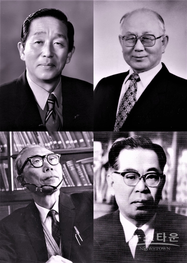 왼쪽 위부터 심재덕 전 수원시장, 허문회 박사, 우장춘 박사, 현신규 박사 순 /수원시 <br>
