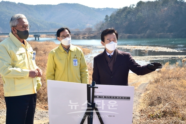 조규일 진주시장, 수곡면 원외리 간이보 현장 점검