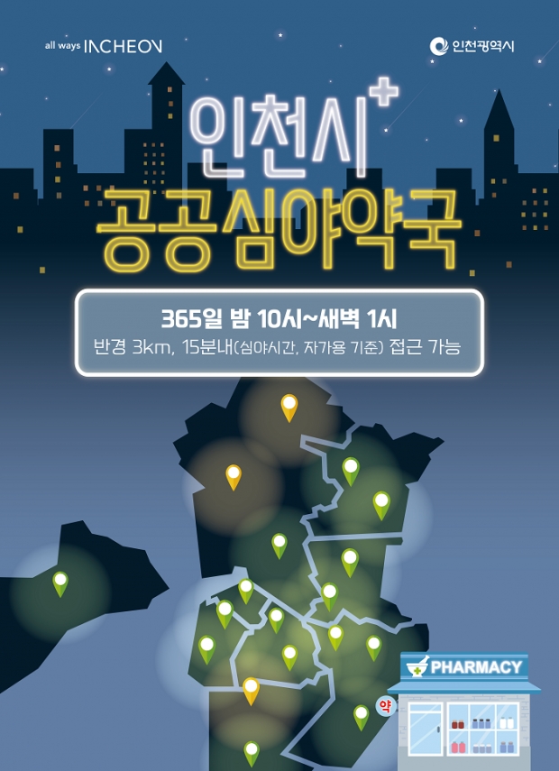 2023년 공공심야약국 지정 위치도