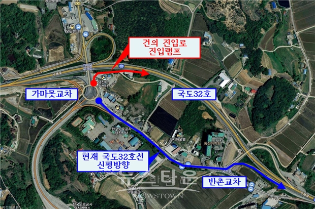 국도 32호선 당진시 송악읍 반촌리 교차로 설치 지점