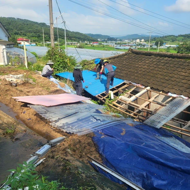 임업인들이 산사태 피해 임가 돕기에 나섯다(사진=산림청)