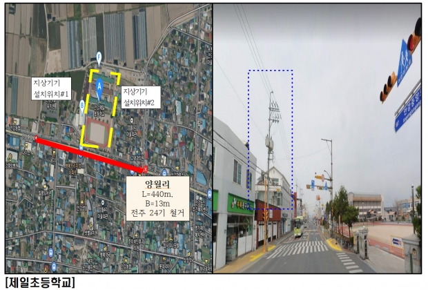 안강 제일초등학교 지중화 사업 위치도