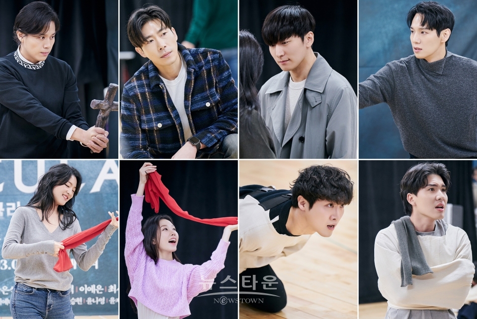 뮤지컬 '드라큘라' 연습 스케치(상단 왼쪽부터) ‘반 헬싱’ 역-손준호·박은석, ‘조나단’ 역-진태화·임준혁, ‘루시’ 역-이예은·최서연, ‘렌필드’ 역-김도현·김도하/오디컴퍼니㈜