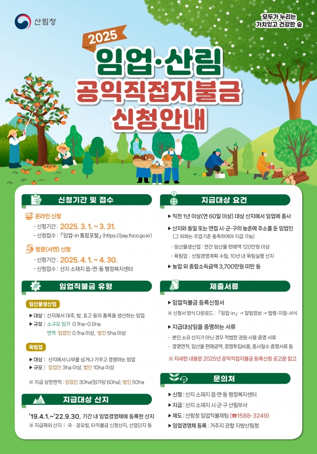 2025년도 임업·산림 공익직접지불금 신청 안내문