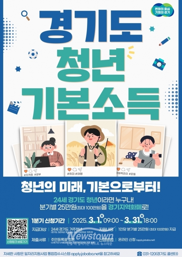 2025년 1분기 경기도 청년기본소득  접수 안내 포스터/의왕시