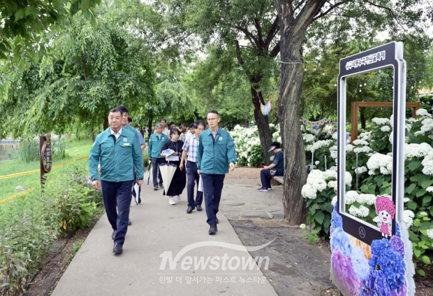 공주 유구색동수국정원 꽃 축제 현장점검