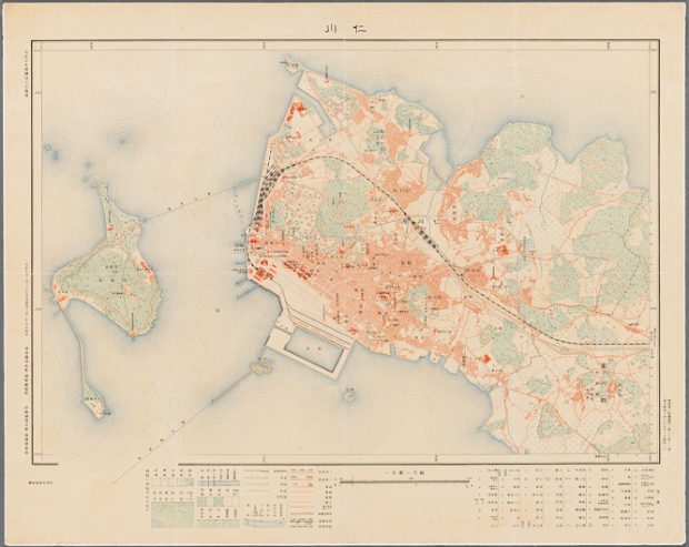 ‘인천(仁川)’제목이 달린 1918년 발행 지도