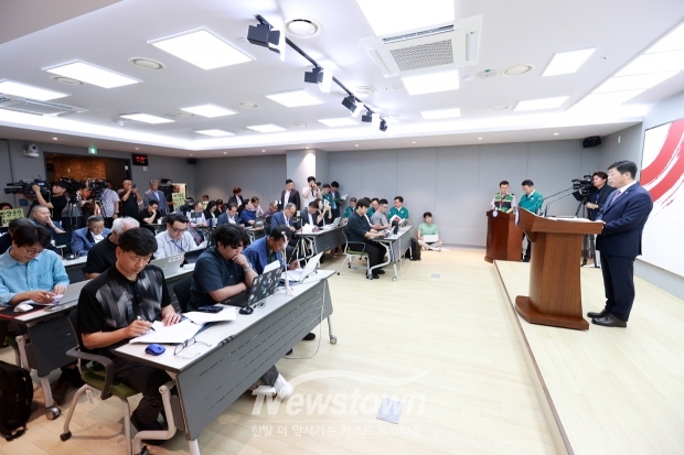 박정주 충남행정부지사, 청양·부여 지천댐 관련 기자회견