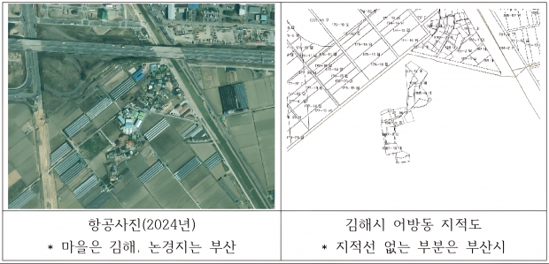 불합리한 부산-김해 행정구역 경계/김해시 제공