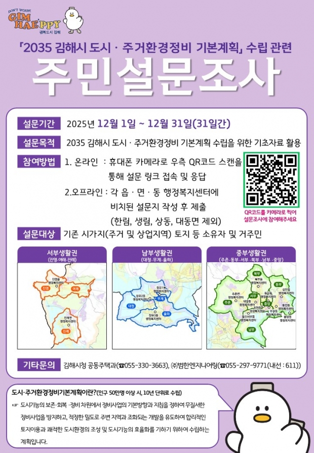 도시주거환경정비 기본계획 수립 설문조사 포스터/김해시 제공