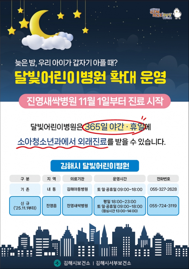 달빛어린이병원 확대운영 전단지/김해시 제공
