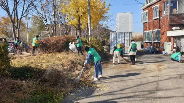 고성군는 지난 28일, 고성읍새마을협의회가 고성읍 수남리 수남사거리 일원에서 도로변 및 인도 환경 정화 활동을 실시했다/고성군