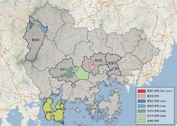경남콜버스(DTR) 운영지역 표시/경남도제공