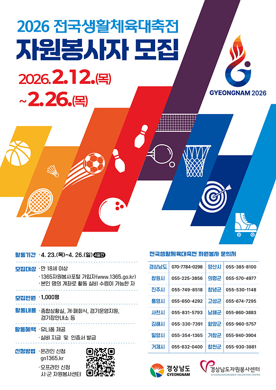 전국 생활체육 대축전 자원봉사자 모집 포스터/경남도제공
