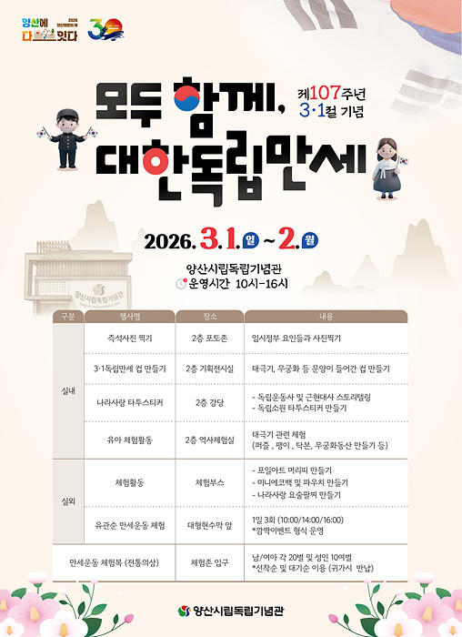 삼일절 체험행사 포스터/양산시제공