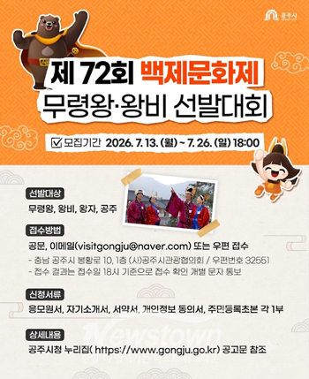 제72회 백제문화제를 빛낼 무령왕과 왕비 등을 선발