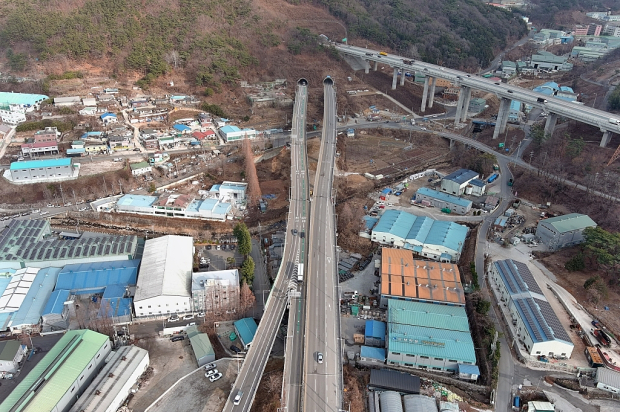 송정교 드론 전경/사진 경남도 제공